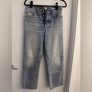 Denim Forum Arlo Highrise Straight Cropped Jeans